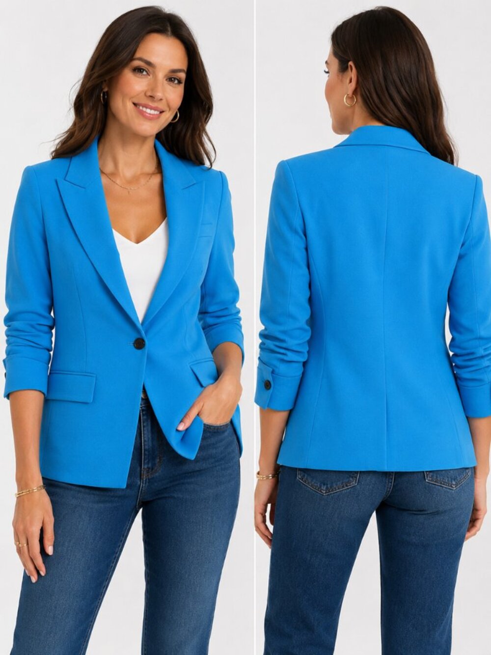 Anne Klein One-Button Blazer – Iznik Blue – Size 12 – NWT